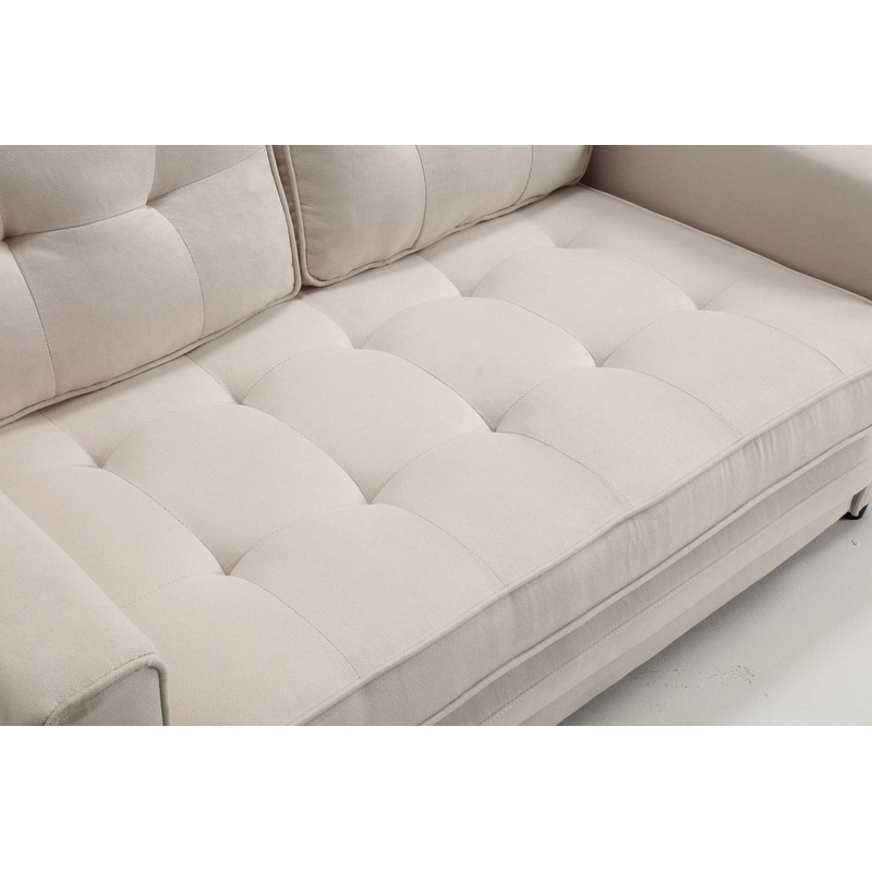 Modern Convertible Velvet Loveseat Sofa Sleeper Sofa Bed with 2 Pillows