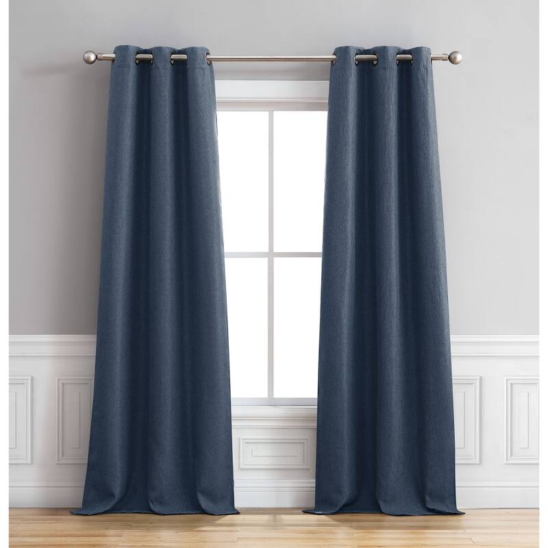 Bella Luna Henley Room Darkening 84-inch Grommet Curtain Panel Pair - 76 x 84
