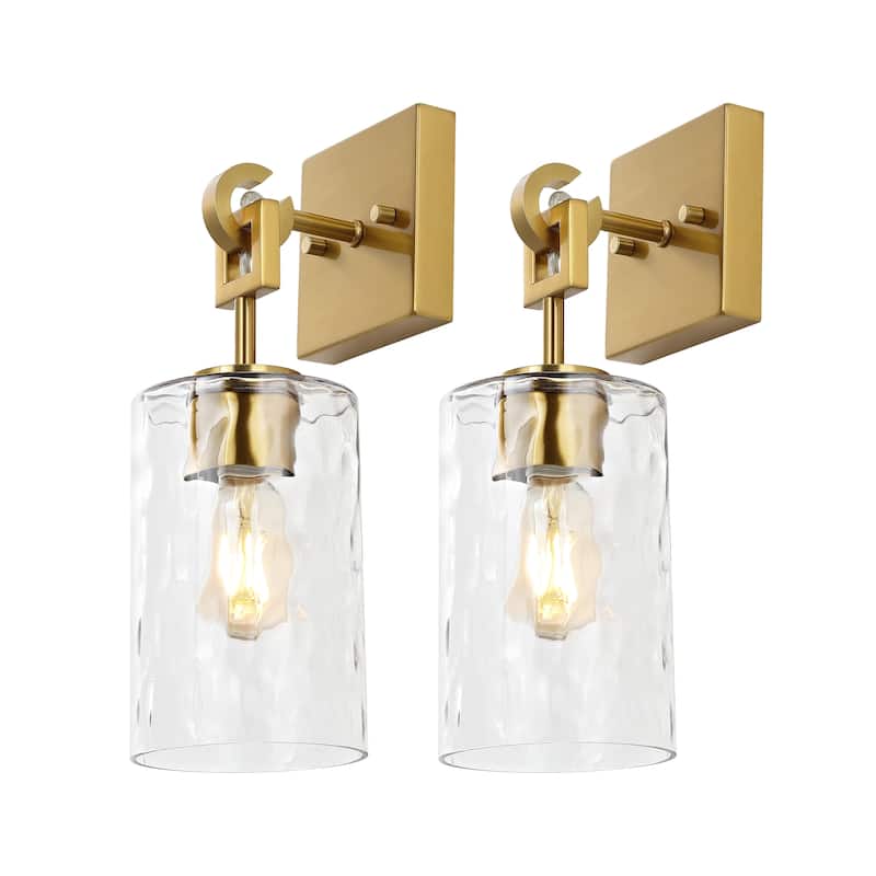 SAFAVIEH Lighting Aloys 6-inch Glass Wall Sconce with Bulbs (Set of 2) - 6.3 In. W x 4.8 In. D x 14 In. H