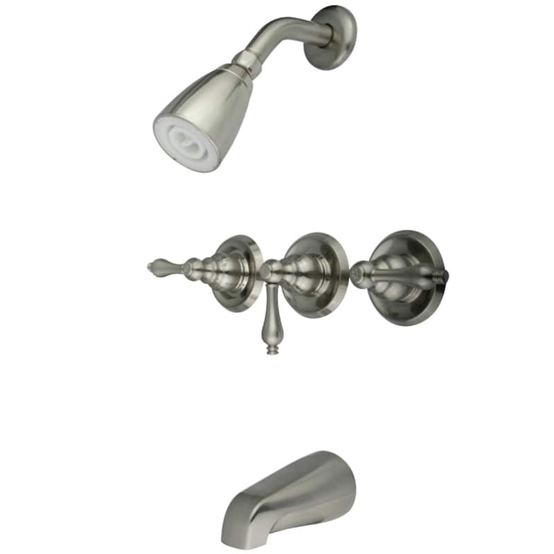 Magellan Three-Handle Tub and Shower Faucet - Brushed Nickel