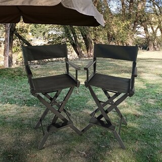 Set of 2-Black, Casual Home Director's Chair, Foldable Style - 15.75”L x 20.87”W x 46.06”H