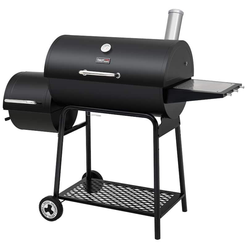 Royal Gourmet 30-Inch Barrel Charcoal Grill with Offset Smoker, Black