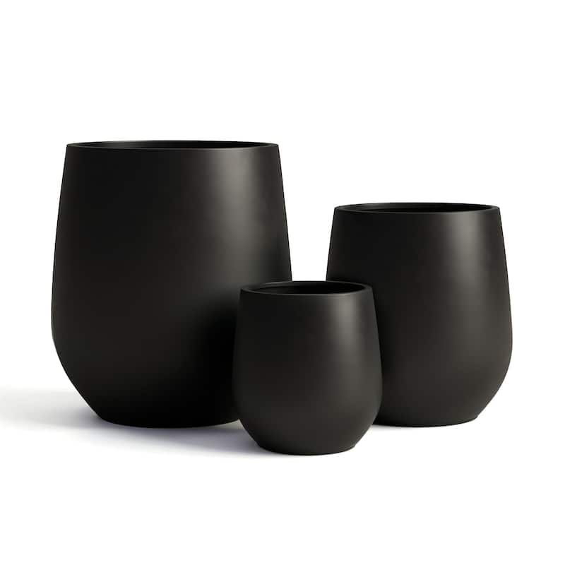 DTY Signature Mount Wilson 1-Piece Fiberstone Tapered Planter for Indoor/Outdoor, Black