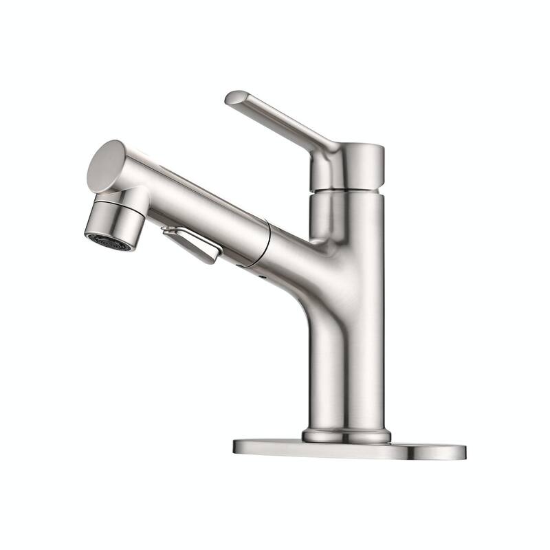 Stainless Steel Bathroom Faucet with Pull-Out Sprayer & 3 Settings