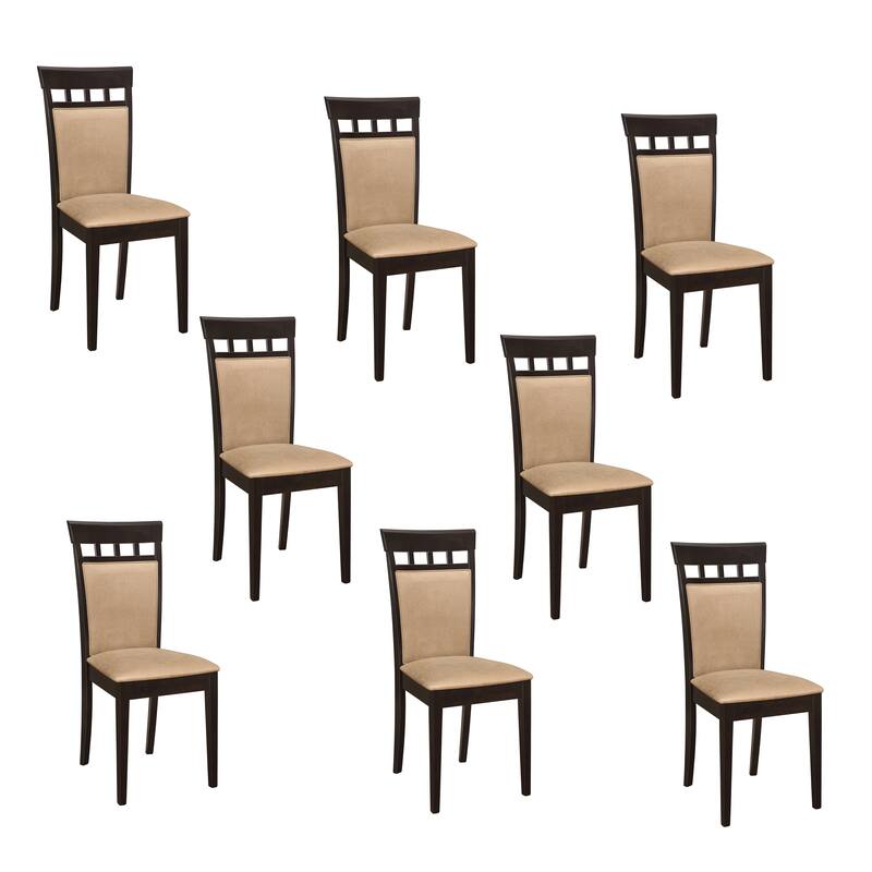 Alencon Beige and Cappuccino Upholstered Dining Chairs (Set of 8)