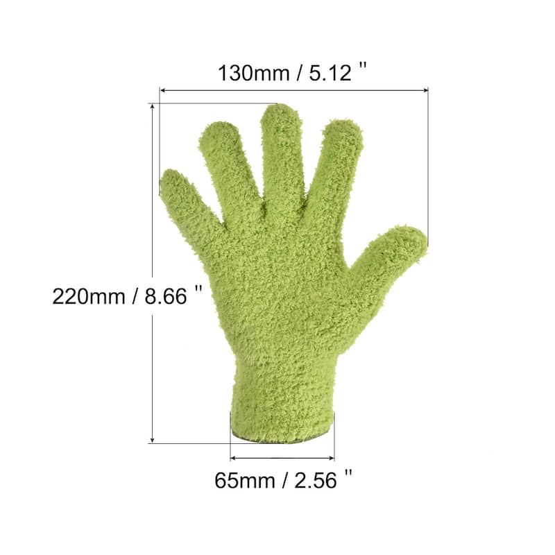 Dusting Cleaning Gloves Microfiber Mittens for Plant Blind Lamp Window - Green