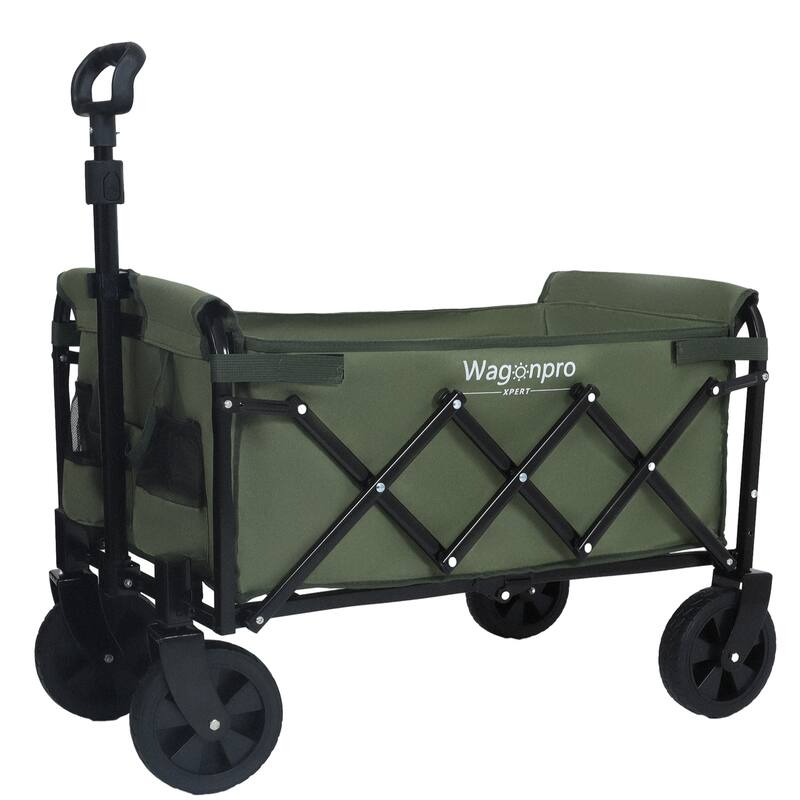 Expandable Dual-Layer Utility Wagon with 100% Extra Space - Grocery Cart for Camping, Shopping, Sports, Gardening, Fishing