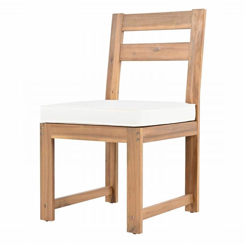 Acacia Wood 7 Piece Patio Dining Table and Chairs Set with Umbrella Hole for Outdoor Gatherings and Relaxation