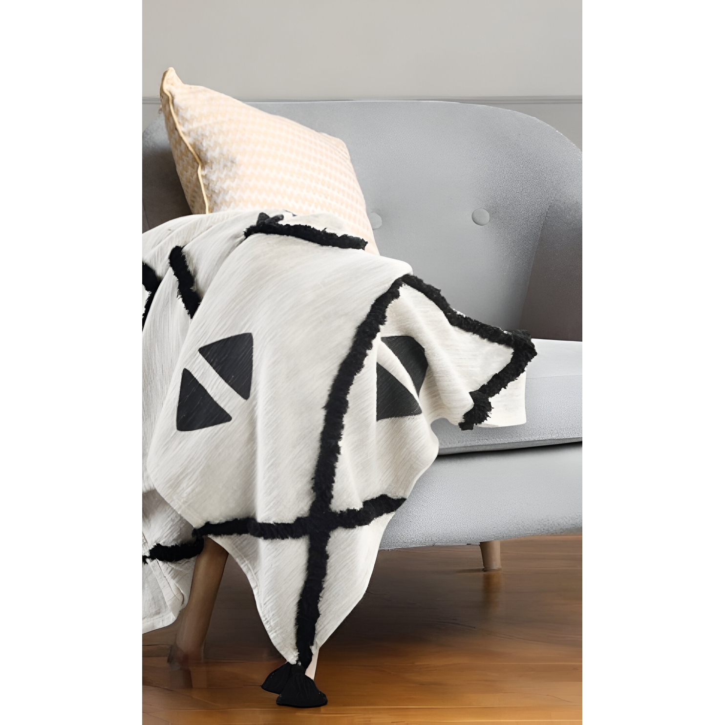 Black and white woven blanket hotsell