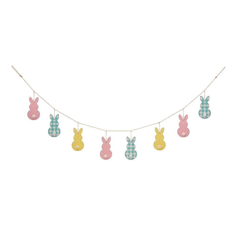 Glitzhome 72"L Easter Metal Bunny Hanging Garland Wall Decor