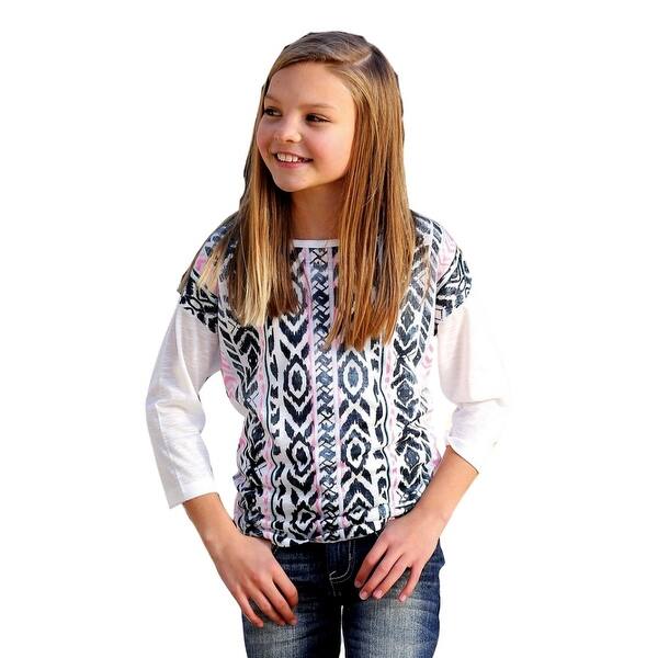 Shop Cruel Girl Western Shirt Girls Kids 3 4 Sleeve White Blue