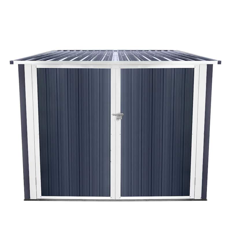 GDFStudio - Bennett Carter Bicycle Outdoor Steel Storage Shed for 4 Bikes, Grey Ash