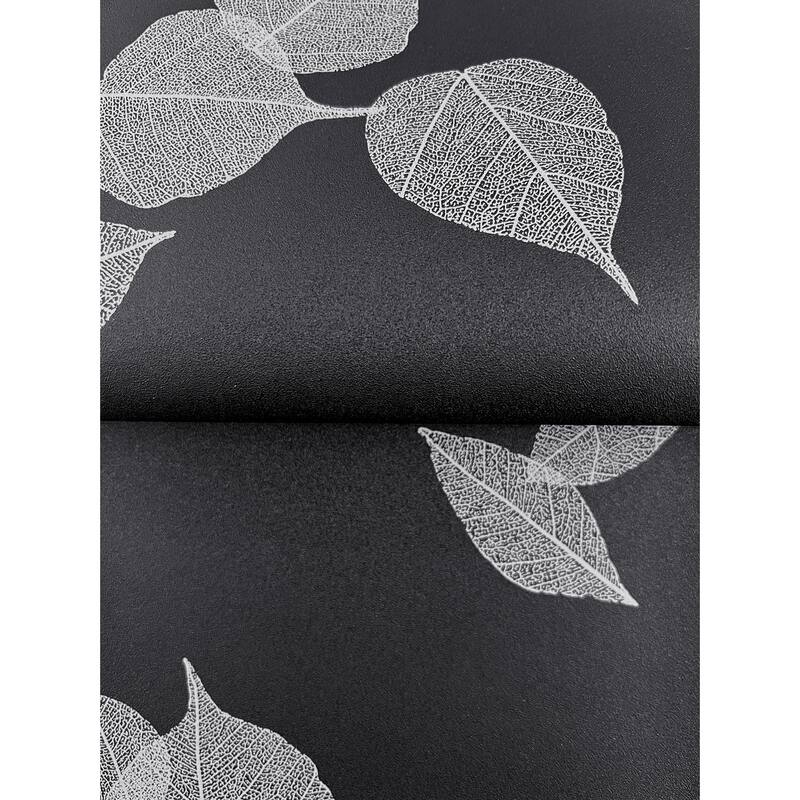 Myles Black Leaves Wallpaper