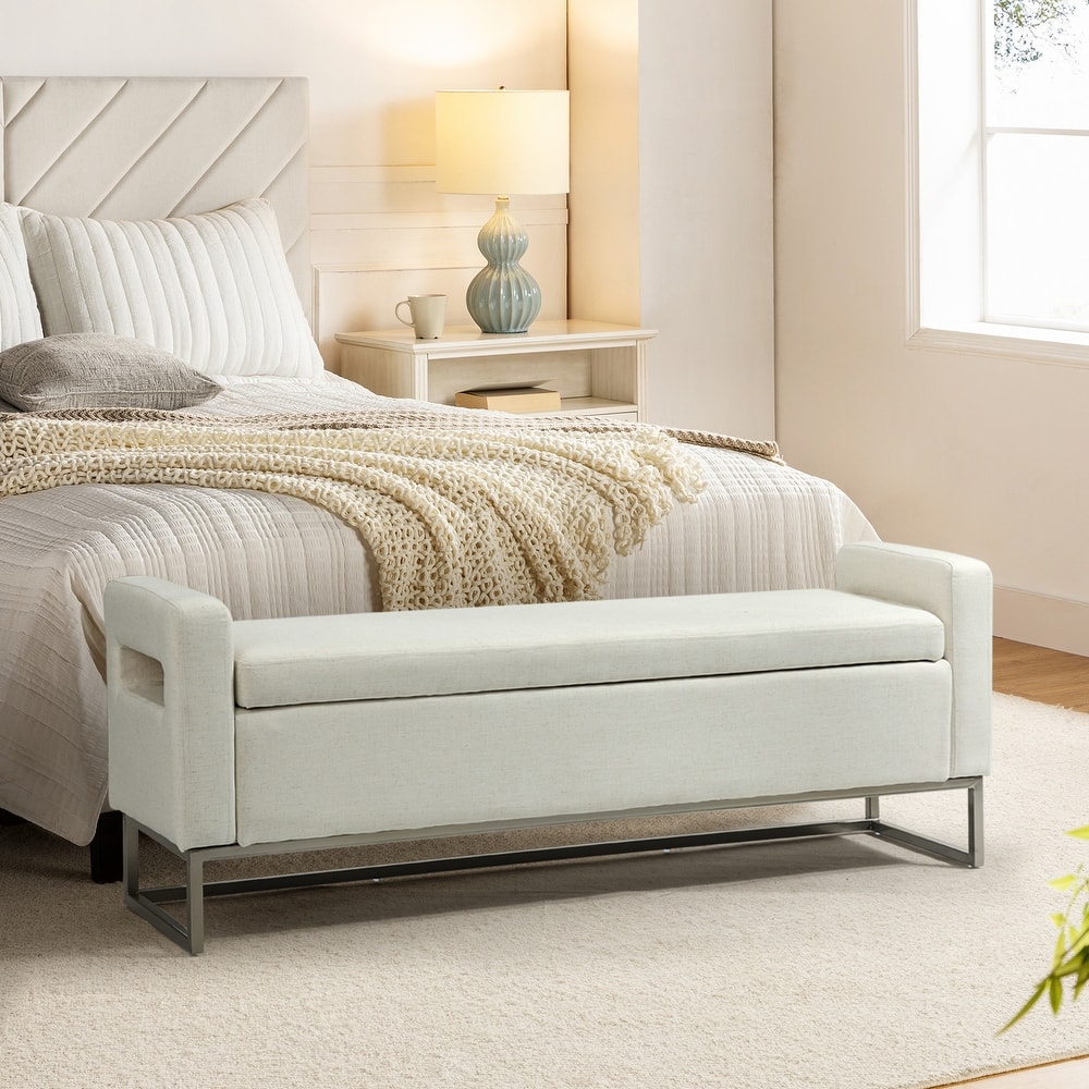 Diana Modern Upholstered Filp-Top Storage Bench with Sturdy Metal Legs