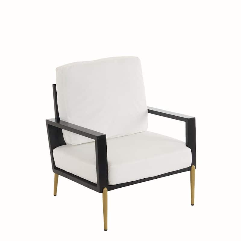 Low Back Accent Armchair with Gold Metal Legs