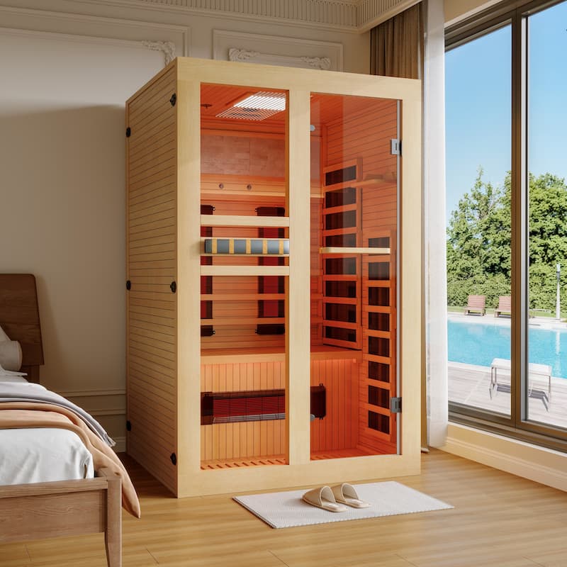 EROMMY Luxury Dual-Therapy Home Sauna Professional Steam or Far-Infrared Cabin with Bluetooth & Color Light Therapy