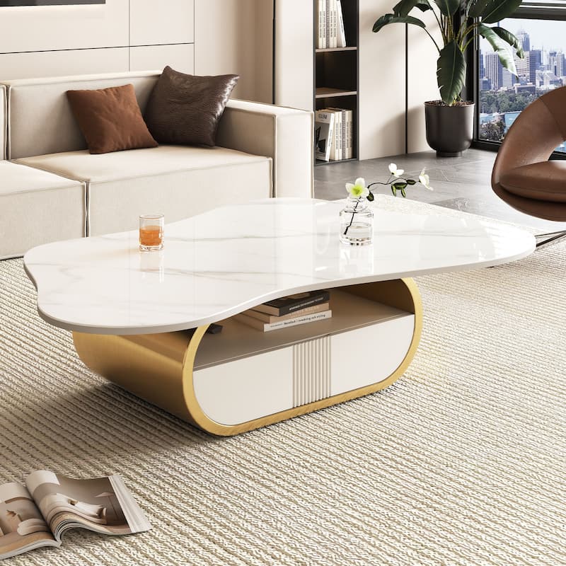 Modern Butterfly Coffee Table with Sintered Stone Top