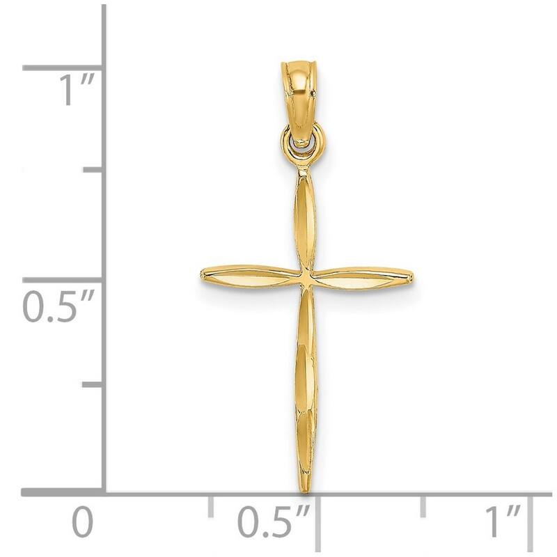 Curata 14k Yellow or White Gold Small Simple Beveled Latin Faith Cross Necklace 11mm x 20mm