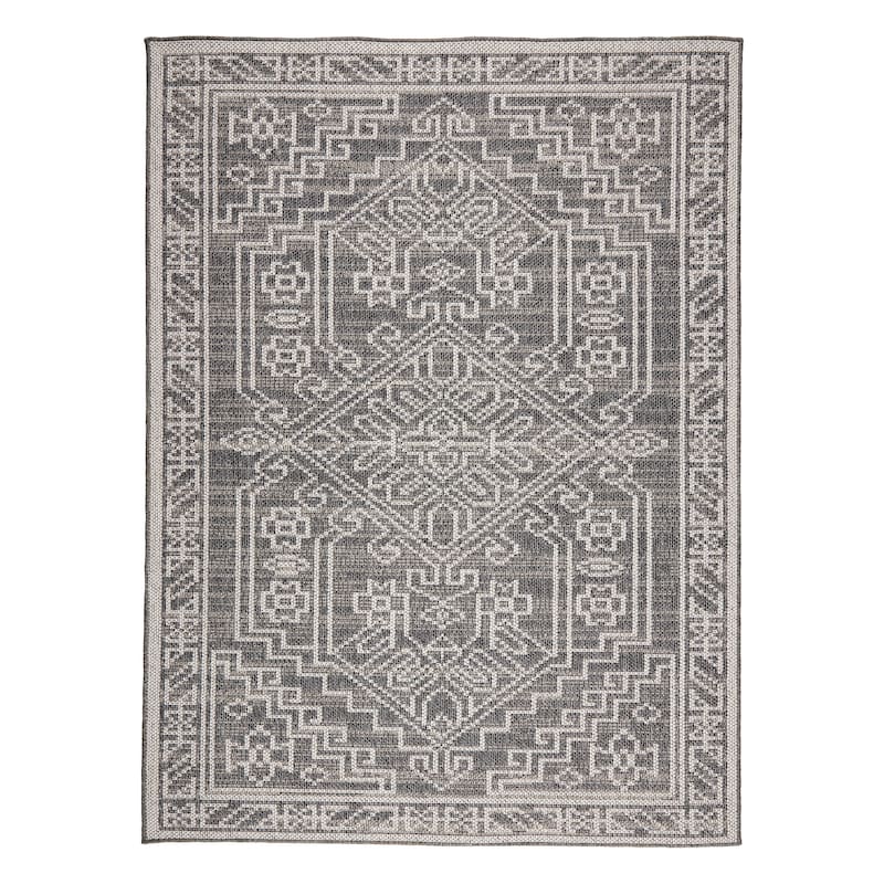 Terra by Obeetee Pavilion Tribal Rug - Cream/Onyx - 7'10" x 9'10"