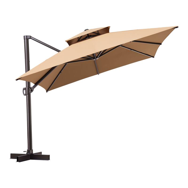 VredHom Patio Offset Umbrella 360 Degree Rotation without Base