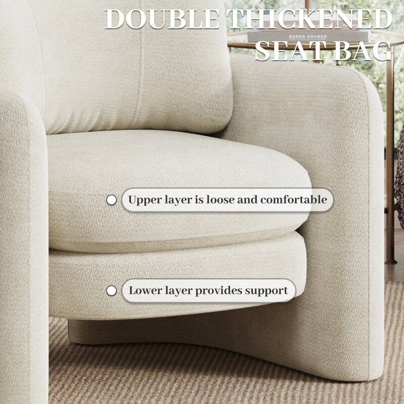Accent Chairs, Living Room Chairs Upholstered Barrel Armchair for Living Room