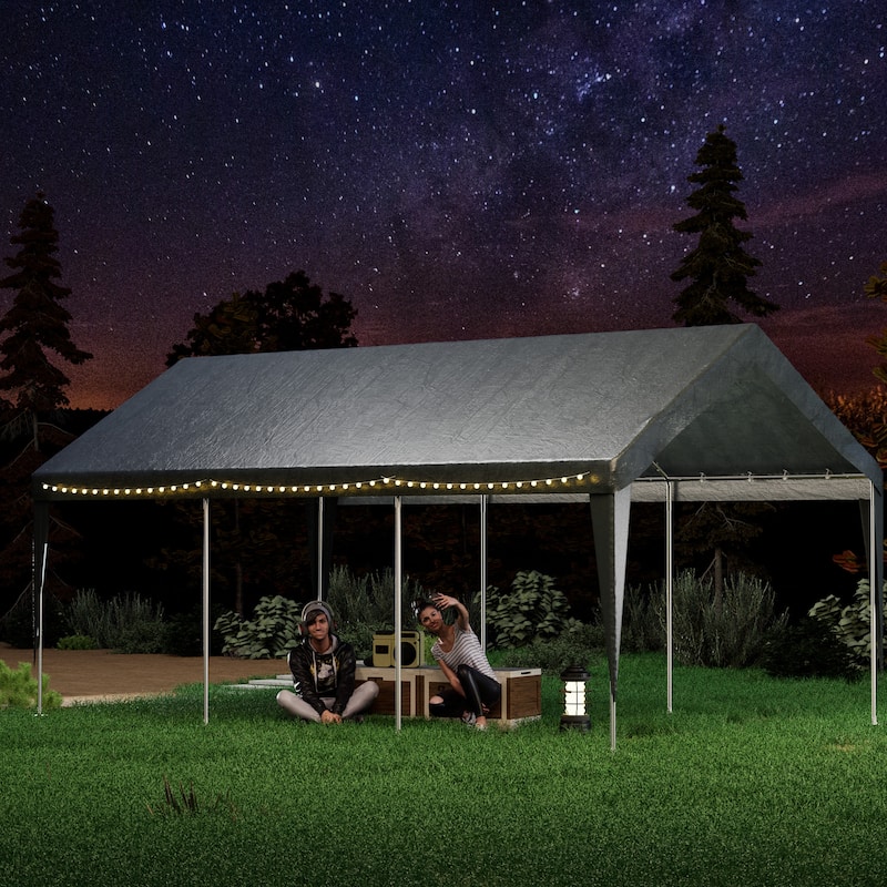 Heavy Duty Carport, All-Weather Waterproof Shelter with Steel Frame for Cars, Boats & Equipment