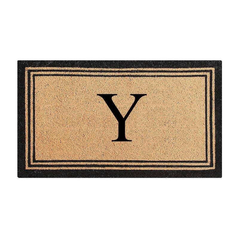 A1HC Natural Coir Monogrammed Heavy Duty PVC Backing Doormat - 18" X 30" - Monogrammed Y