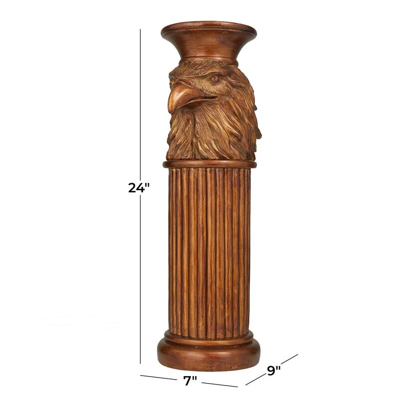 Bronze Polystone Traditional Eagle Pedestal Plant Table Stand 24" - 7 x 9 x 24