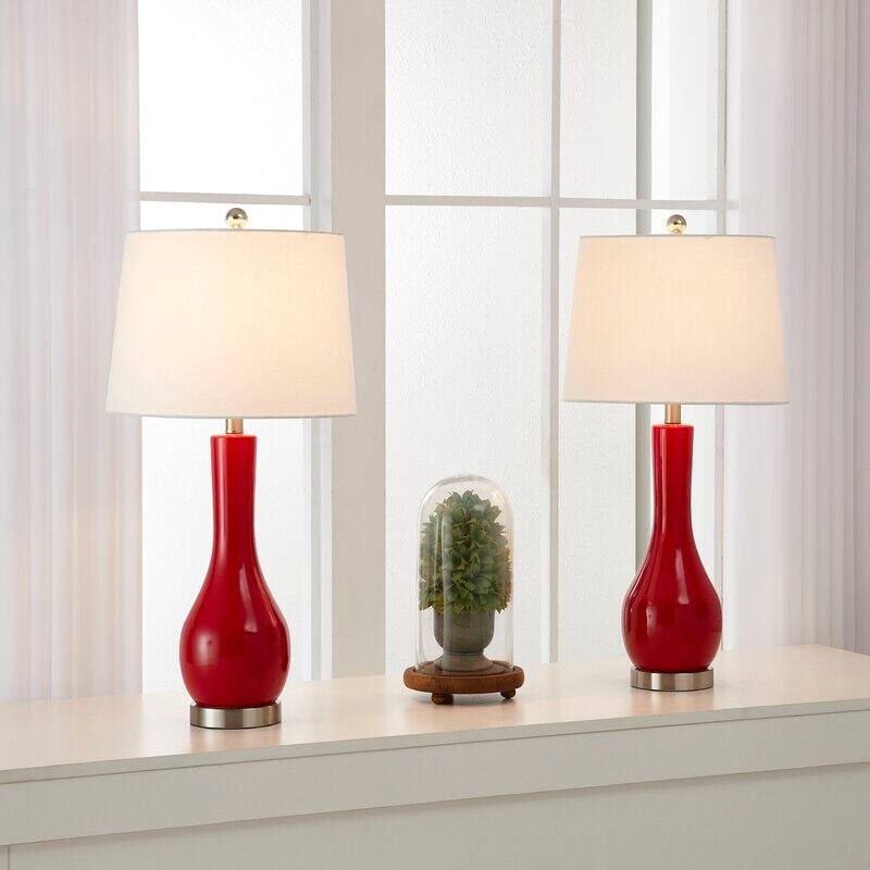 28.5" Ceramic Table Lamp Set with USB (Set of 2)