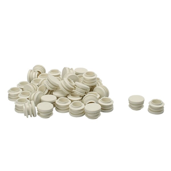 3/4" 19mm OD Plastic Round Ribbed Tube Insert Pipe End Cover Cap White 36pcs