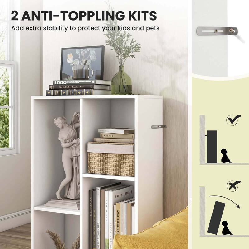 Costway 5-Cube Bookcase for Kids 41" Wooden Toy Storage Organizer for - See Details