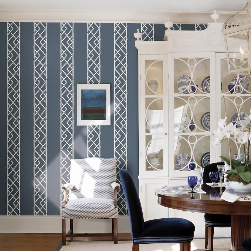 A-Street Prints Indigo Indigo Latticework Wallpaper