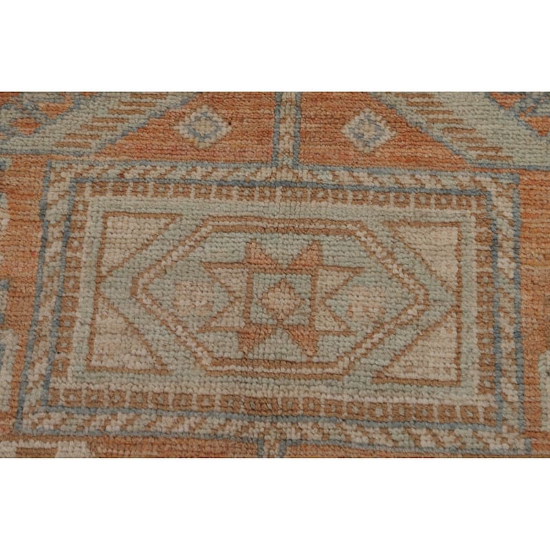 Hand Knotted Oriental 100% Wool Carpet Transitional Tribal Oranges & Rust Oushak Area Rug - 8' 3'' X 5' 9''