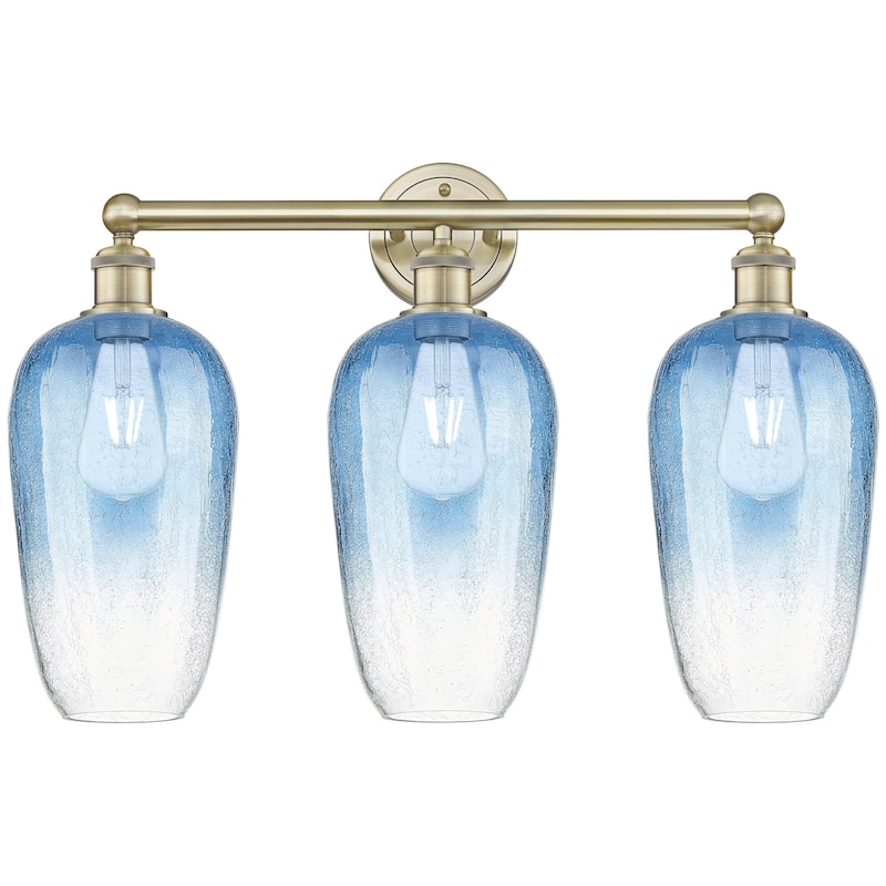 Innovations Lighting 616-3W-18-25 Brookhaven Flute Vanity Brookhaven - Antique Brass / Sapphire Blue