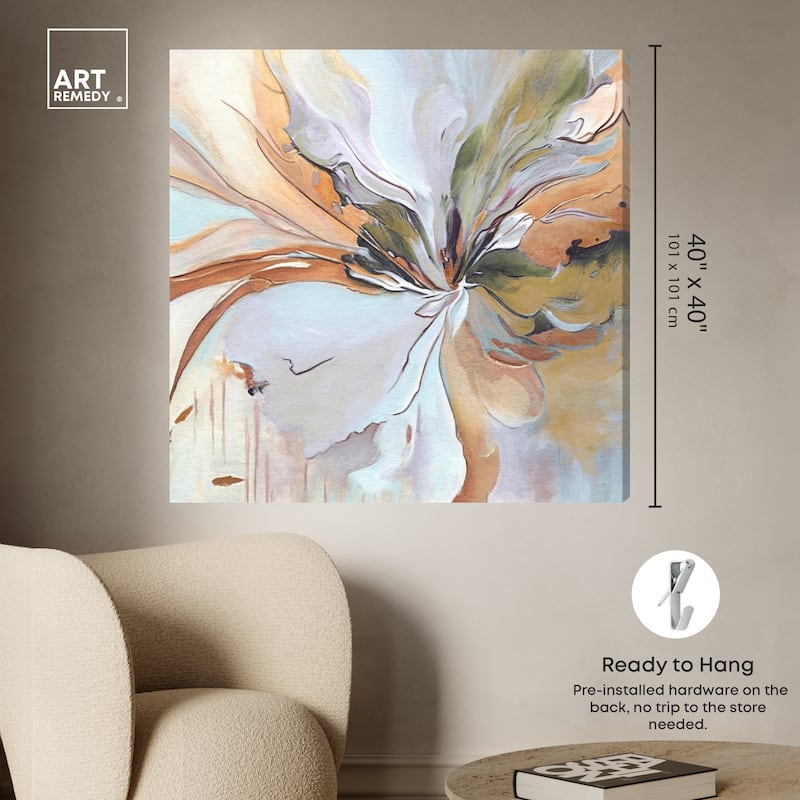 Art Remedy Golden Aesthetic Gallery Wrapped Boho Abstract 1 Piece Canvas Wall Art