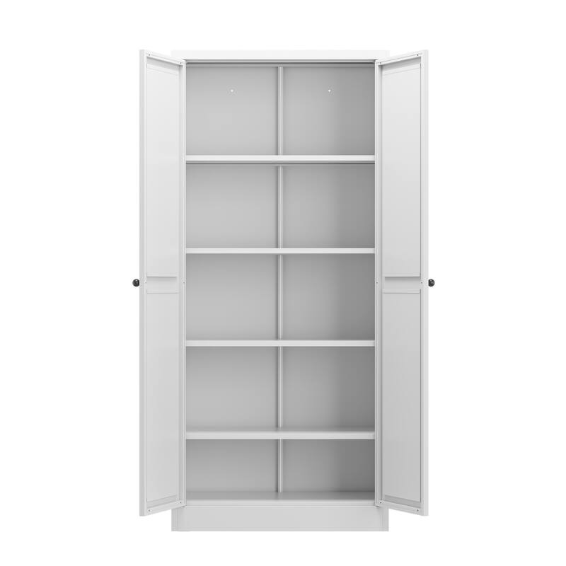 61" Heavy Duty Metal Pantry Cabinet, Freestanding Kitchen Storage with 4 Adjustable Shelves (110lb Capacity)