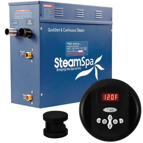 SteamSpa Oasis 9 KW QuickStart Acu-Steam Bath Generator in Matte Black