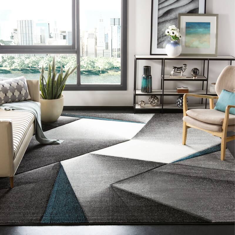 SAFAVIEH Hollywood Nandita Mid-Century Modern Abstract Rug - 8' x 10' - Grey/Teal