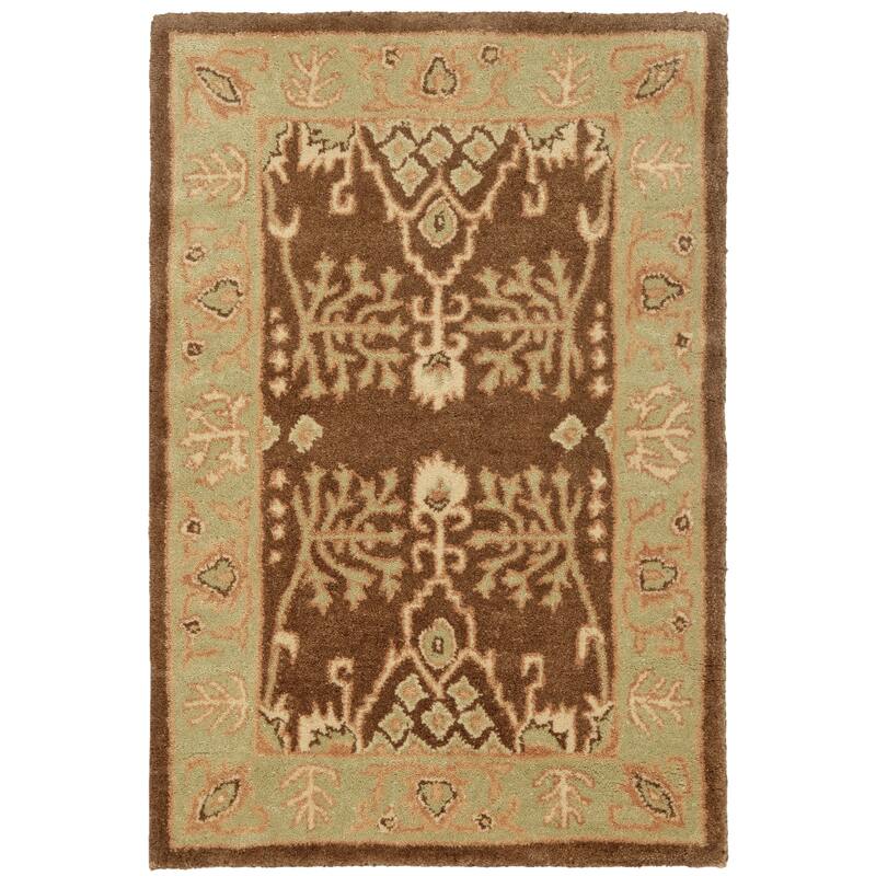 SAFAVIEH Handmade Bergama Judica Oriental Hand-spun Wool Rug - 2' x 3' - Brown/Green