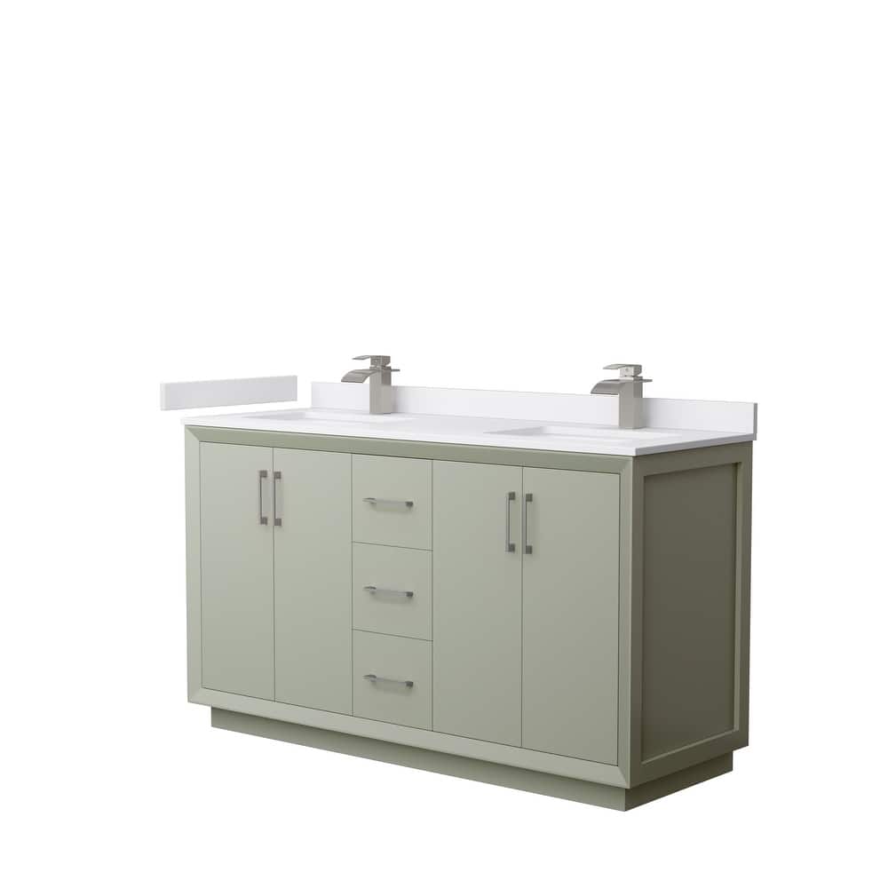 Strada 60-Inch Double Vanity Set, Cultured Marble Top