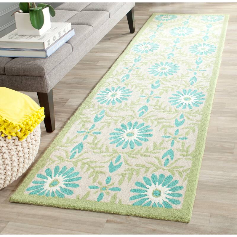 SAFAVIEH Handmade Heiderose Modern Wool Rug - 2'3" x 8' Runner - Blue/Creme