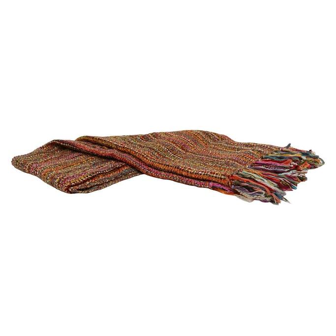 Home&Manor Handcrafted Wool & Cotton Throw Blanket Fiesta Loom