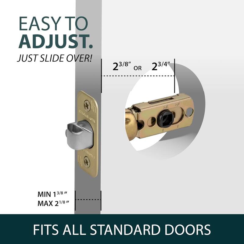 Mega Handles 2-Way Adjustable Door Latch | Universal Half Moon Spindles | For Hidden & Interior Door Lock Systems