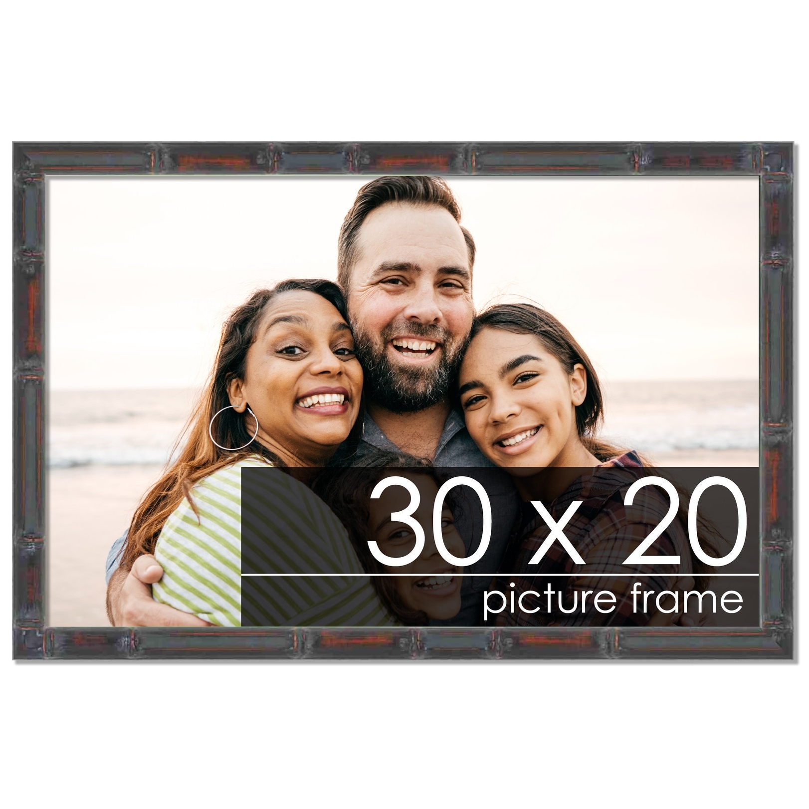 30x20 Bamboo Walnut Complete Wood Picture Frame with UV Acrylic