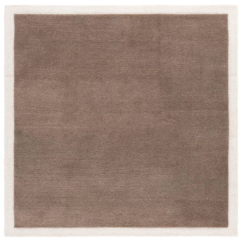 SAFAVIEH Handmade Metro Kleanthi Border Wool Rug - 6' Square - Brown/Ivory