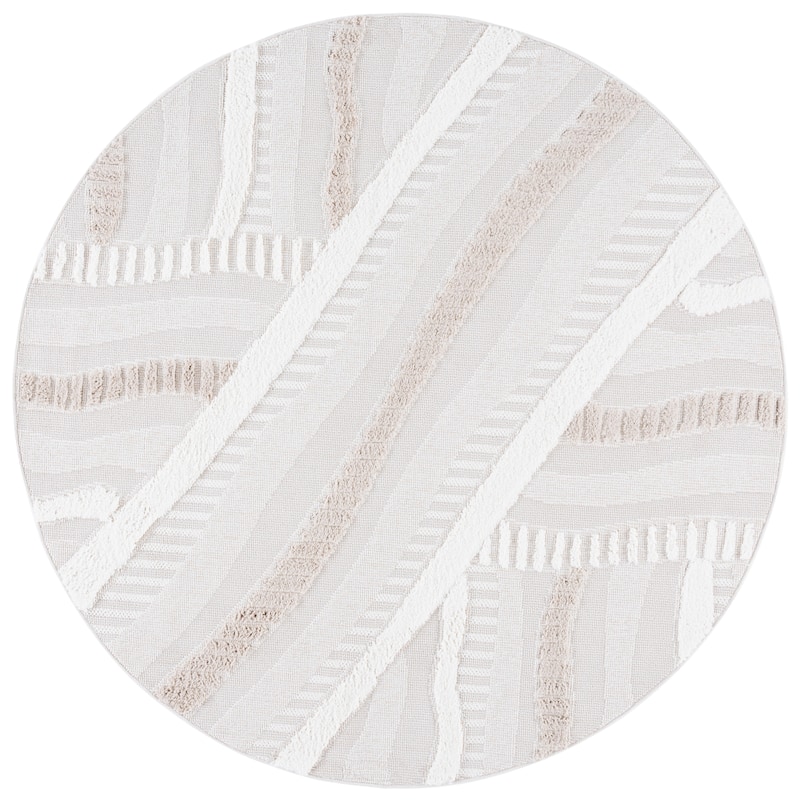 SAFAVIEH Trends Folma Scandinavian Geometric Rug - 6'7" Round - Beige/Ivory