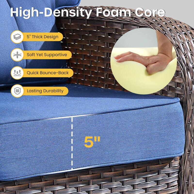Gymojoy Wicker Patio Furniture Set, 5" Thick Cushioned Outdoor Rattan Conversation Set