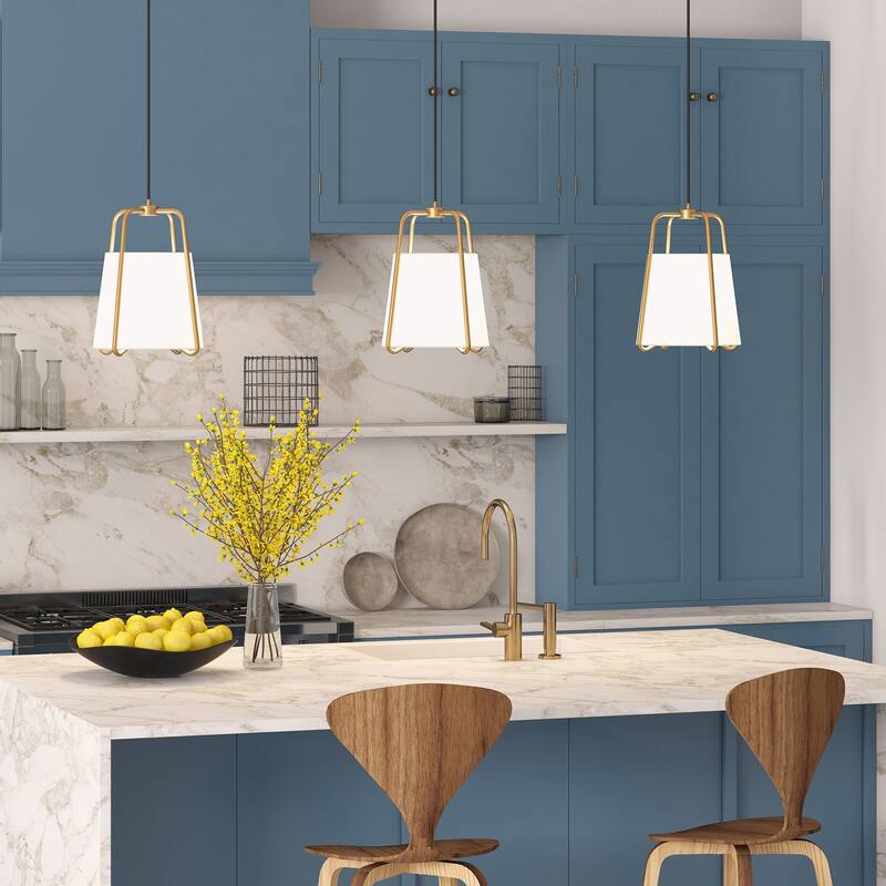 Marduk Contemporary Antique Pendant with White Linen Shade