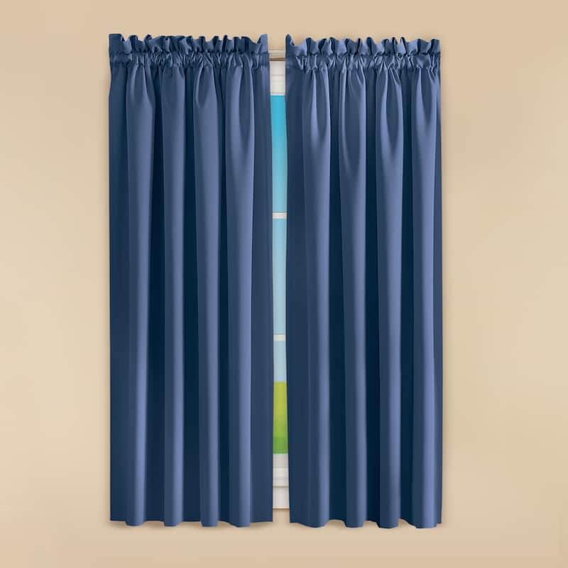 Madison Room-Darkening Solid Color Curtains - Navy - 54" x 63" - 63 Inches