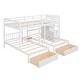 preview thumbnail 4 of 18, Wood Triple Bunk Bed with Drawers and Guardrails, White
